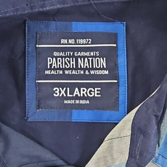 Parish Nation Shirt Men's 3X Large Blue Color Block Short Sleeve Button Up EUC - Picture 5 of 12